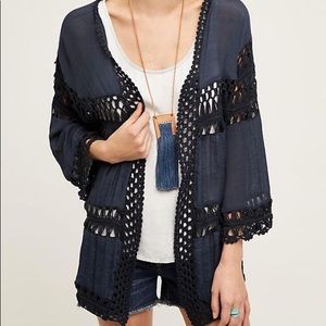 ANTHROPOLOGIE (EVENLYN K) Navy Crochet Wrap